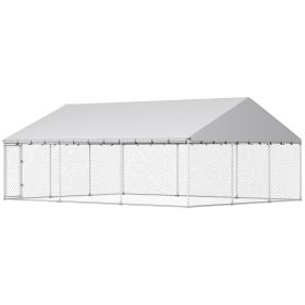 Heavy Duty Outdoor Dog Kennel with Waterproof Roof, 2 Secure Latches, Chain Link Dog Run for Backyard, 20' x 15' x 8' Heavy Duty Outdoor Dog Kennel with Waterproof Roof, 2 Secure Latches, Chain Link Dog Run for Backyard, 20' x 15' x 8'